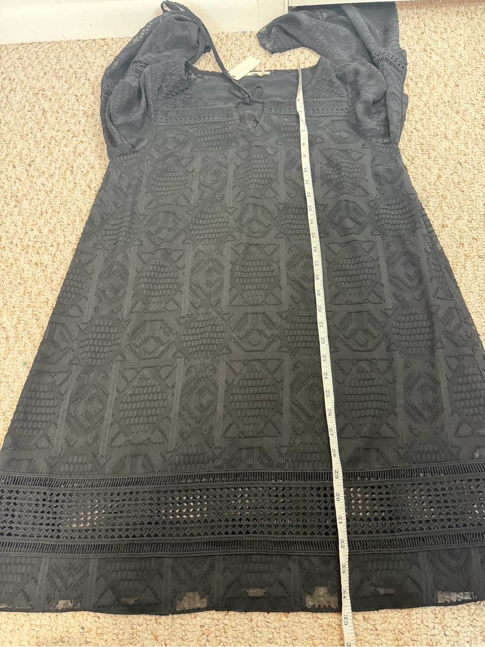 Floreat Anthropologie Black Crochet-Trim Tie-Neck Blouse size 10 new with tag - Picture 4 of 7